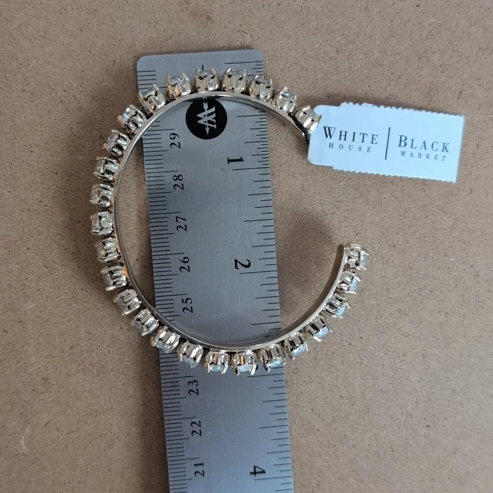 White House Black Market Gold Crystal-Accent Open Cuff Bracelet